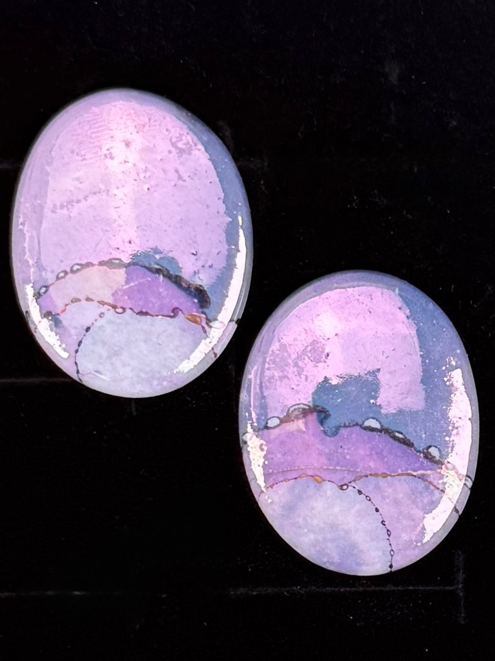 Vintage, handmade, purples costume pierced earrings